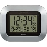 La Crosse Technology WT-8005U-S Atomic Digital Wall Clock with Indoor Temperature, Silver