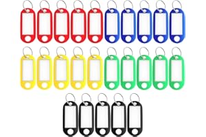 Key Tags, 25 Pcs Key Tags with Labels, Used for ID Tag Luggage Tag Labels Pet Name, 5 Colors