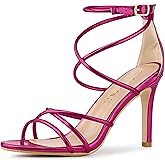 Allegra K Women's Open Toe Strappy Straps Stiletto Heel Hot Pink Sandals 9 M US
