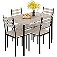 HOMCOM Modern Dining Table Set for 4, 5-Piece Kitchen Table Set, Rectangular Dining Table and 4 Chairs for Small Space, Dinette, Breakfast Nook, Gray