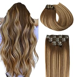 SURNEL Clip in Hair Extensions Chocolate Brown to