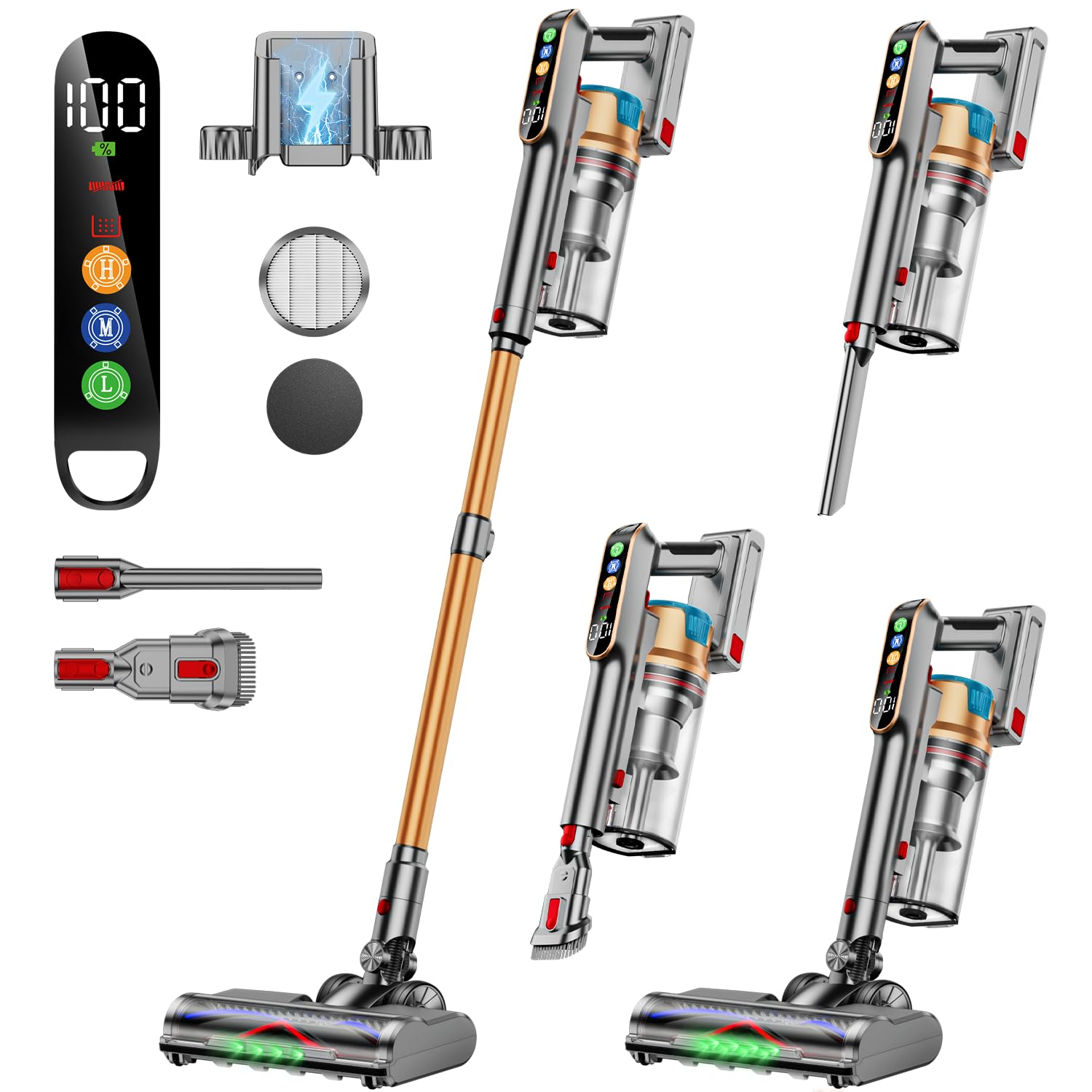 Photo 1 of Cordless Vacuum Cleaner, 600W/50KPA/65Mins Vacuum Cleaners for Home, Super 1.8L Cup& Large LED Screen Stick Vacuum Anti-Tangle, Lightweight Cordless Vacuum with Charging Dock for Pet Hair/Carpet/Floor