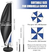 Teynewer Parasol Cover Waterproof for 2-4 m Diameter Umbrella 280x30x81/46cm view 3