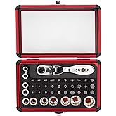 SUNEX TOOLS 9732 44Pc 1/4" Dr Mini Dual Flex Head RATCHET W Socket &amp; Bit Set