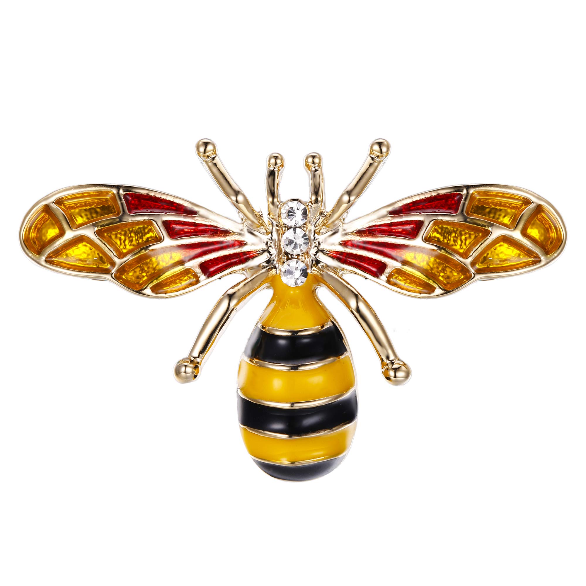 Ever Faith Women's Austrian Crystal Enamel Party Charm Lovely Honeybee Insect Brooch Yellow Gold-Tone