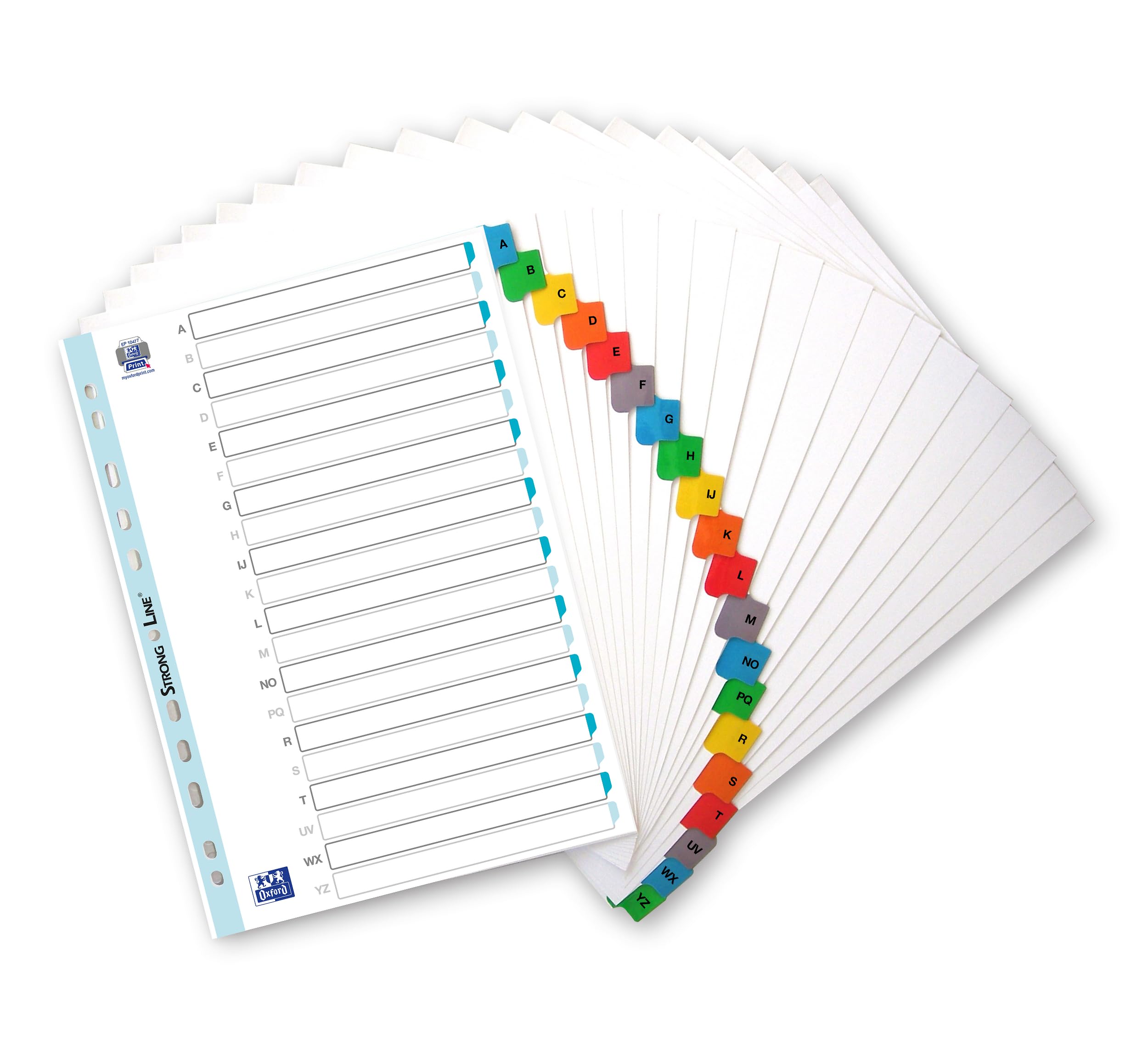 OXFORD 20 Packs of Alphabetic Dividers A4 20 Positions Card Thickness 170 g White