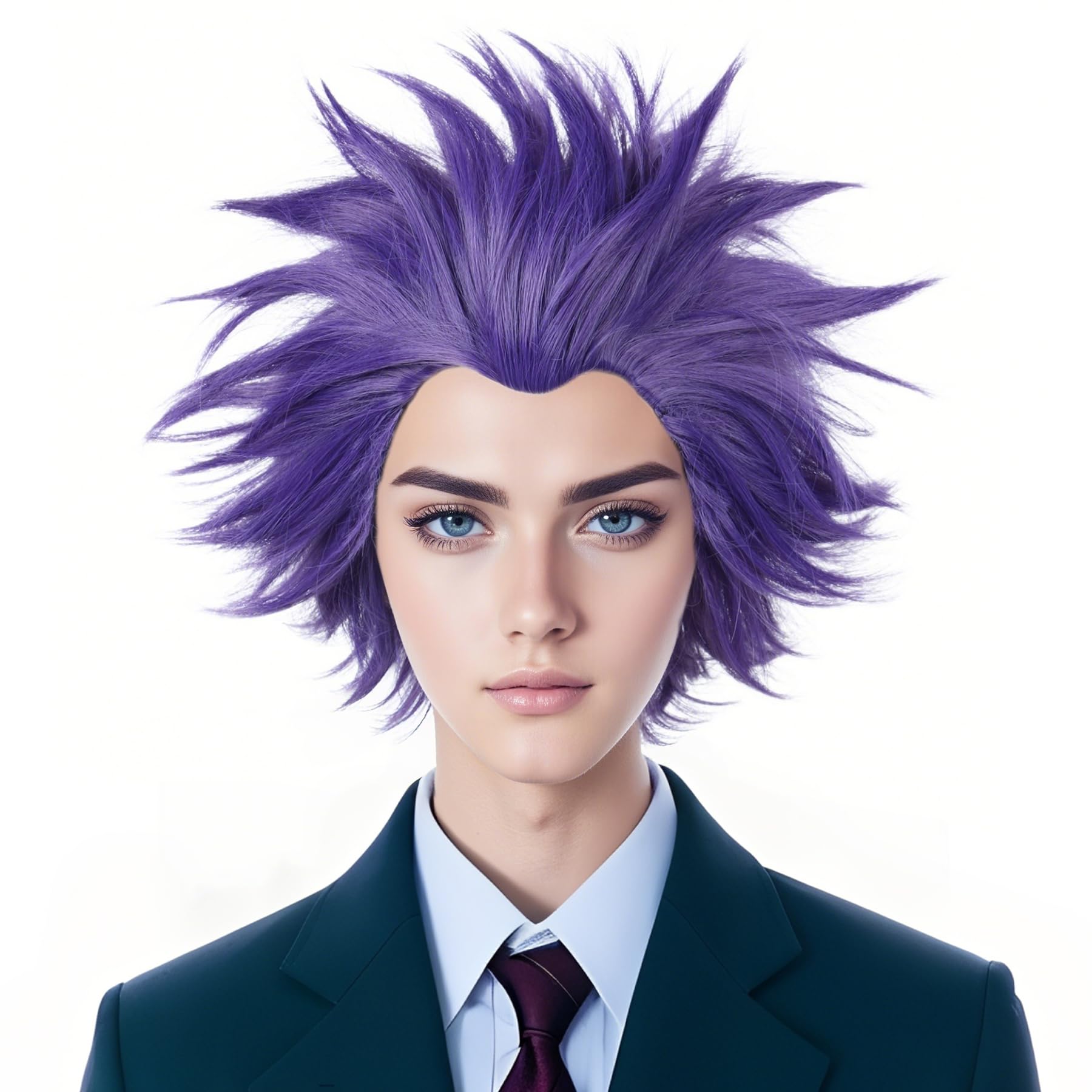 Linfairy Anime Short purple Cosplay Wig Halloween Costume Hero Wigs