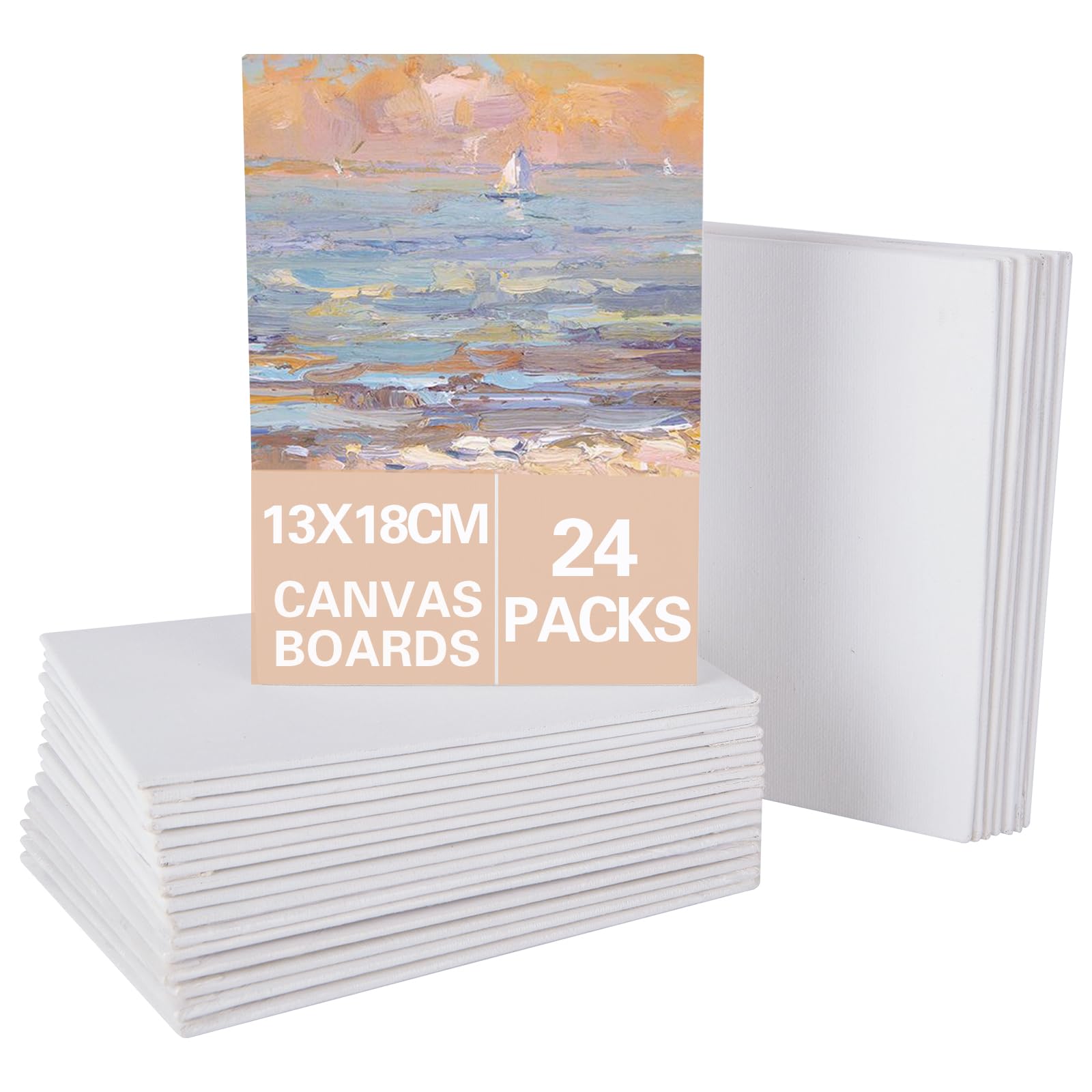SHUESS 24 Pcs Canvas for Painting - 13 x 18 cm (5 x 7 inch) Small Canvas Panel Boards - Small Canvases for Painting - Pre Stretched Blank Art Canvases for Art, Acrylic Painting and Watercolour
