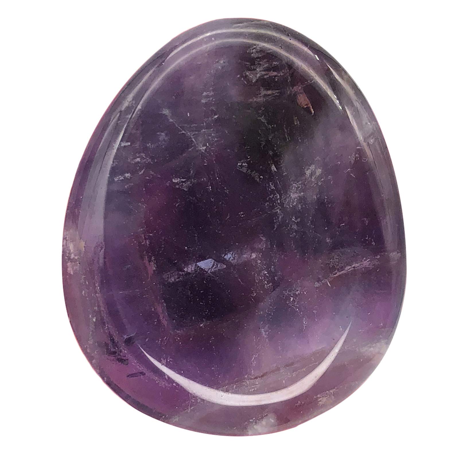 Fekuar Natural Amethyst Crystal Thumb Worry Stone, Hand Carved Healing Crystal Teardrop Pocket Stones for Anxiety Stress Relief Meditation