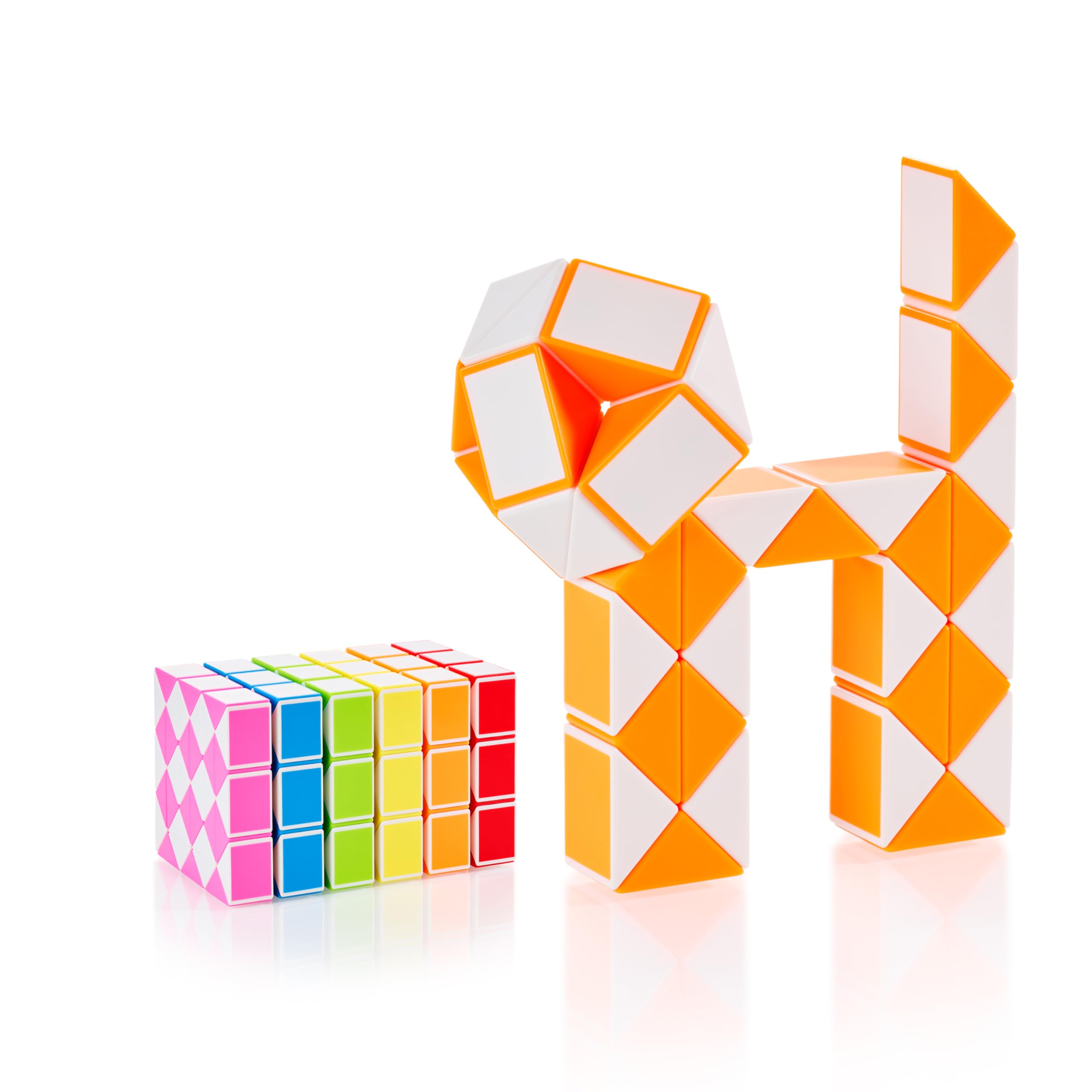 CUBIDI® Original Magic Snake - 36 Blocks Orange | Puzzle Games for Children and Adults | Ideal as Party Bags Children's Birthday Party Favours or Small Gifts for Children