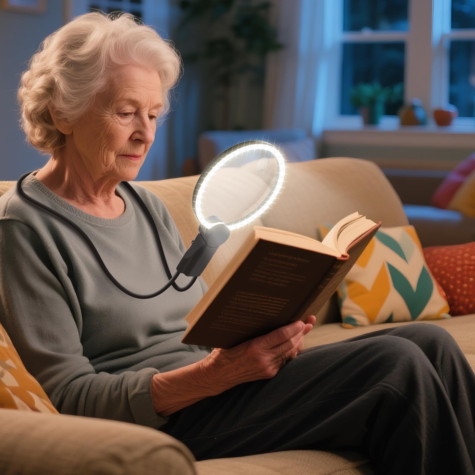 Photo 1 of Hands-Free Magnifying Glass with Light, 5X 10X Lighted Magnifier for Reading Books, Sewing, Knitting, Cross Stitch & Crafts, Magnifying Glasses for Close Work, Low Vision Seniors & Aging Eyes