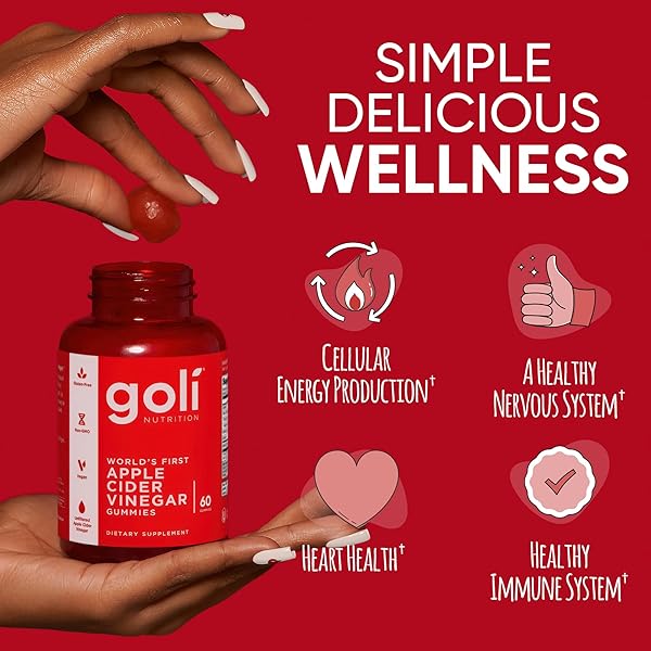 GOLI APPLE CIDER VINEGAR GUMMIES – WORLDS FIRST ACV GUMMY WITH VITAMIN B12, BEETROOT & POMEGRANATE – VEGAN, NON-GMO, GLUTEN-FREE, 180 COUNT (3 PACK)