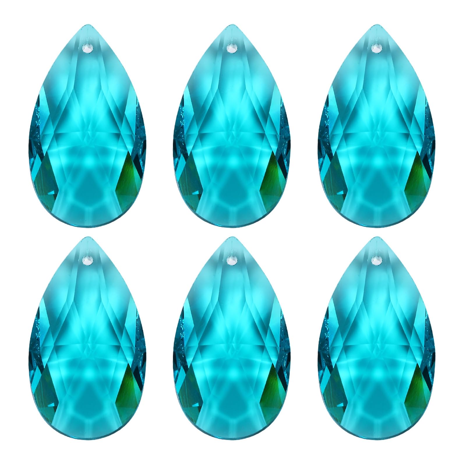 PATIKIL K9 Crystal Pendants Teardrop Beads, 6 Pack 38mm Chandelier Prisms Parts Hanging Beads DIY Lamp for Arts Crafts Decoration, Navy Blue — image 1