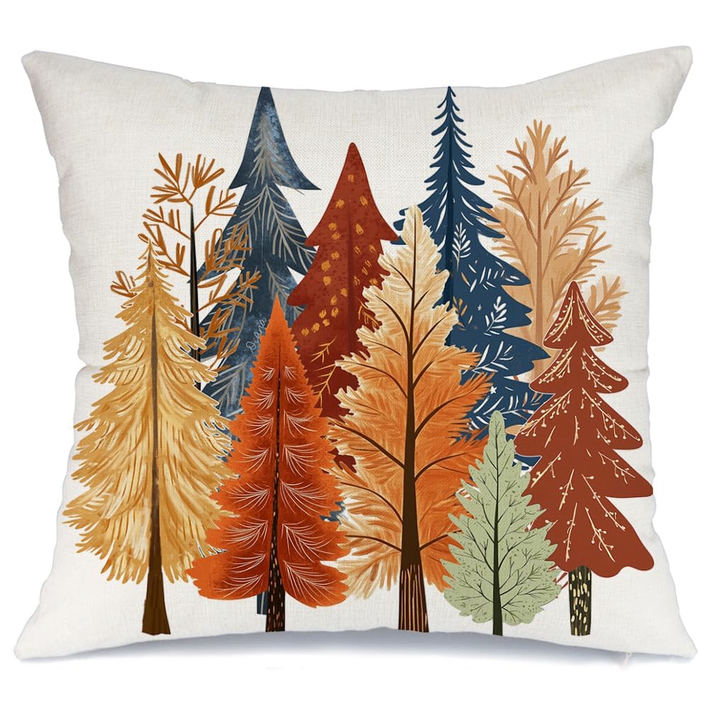 Photo 1 of AACORS Fall Pillow Cover 18X18 Inch Watercolor Tree Decoration Holiday Farmhouse Autumn Pillow Case for Sofa Couch Decor AA728-18