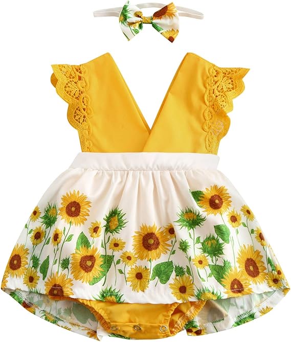 Amazon Co Jp ベビー服 ロンパース 女の子 新生児 服 夏 ワンピース 子供 ガールズ 花柄 ボディースーツ 赤ちゃん 肌着 可愛い キッズ カバーオール レース 韓国 おしゃれ ジャンプスーツ ベビー 前開き 子供服 女児 ヘアバンド 2点セット 出産祝い 服 ファッション小物