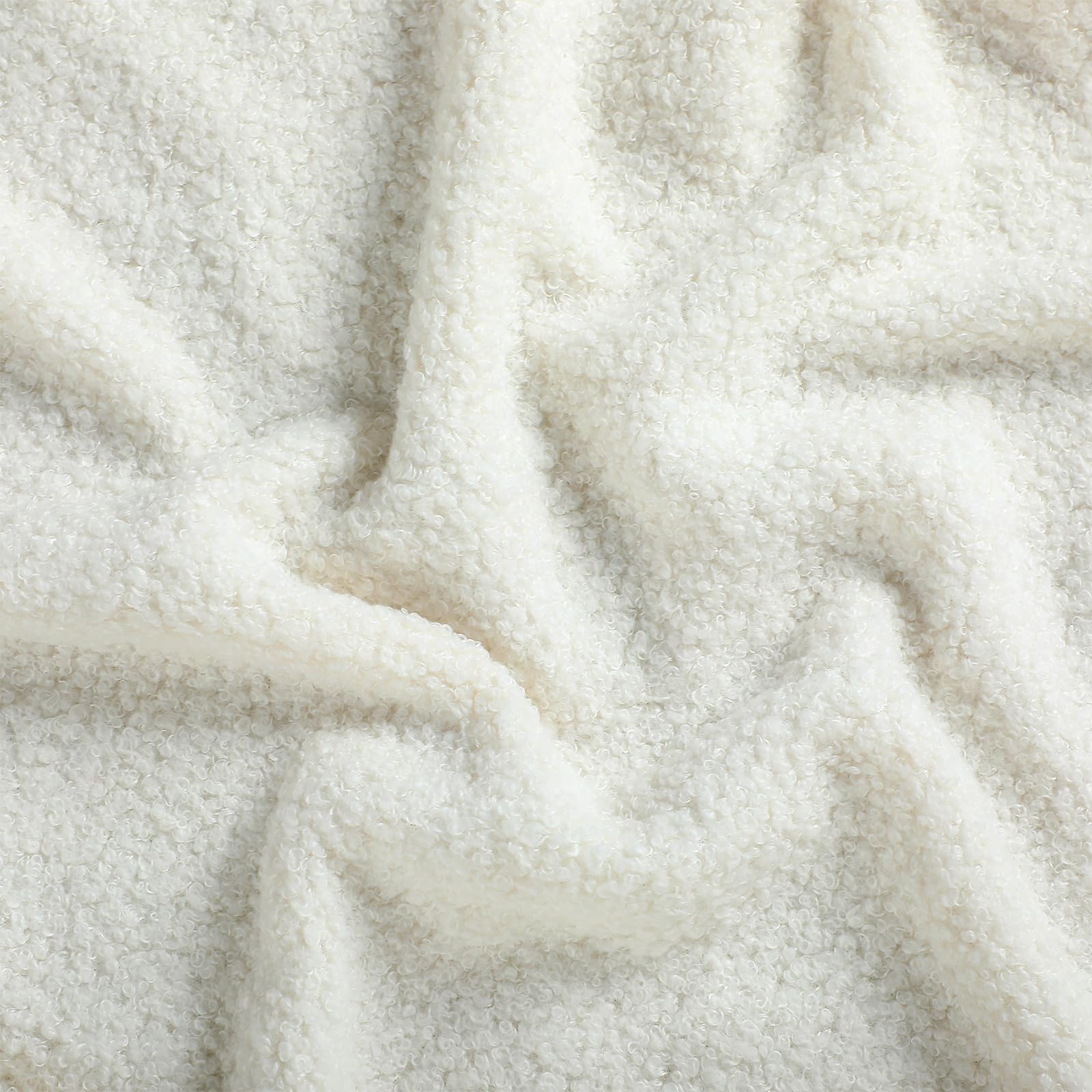 Photo 1 of HunnmingRe 55 x 63 Boucle Fabric Upholstery Chenille Soft Plush White Color Boucle Fabric by The Yard for Home Decor, Seating, Headboard, Sofa, Pillows, Accessories