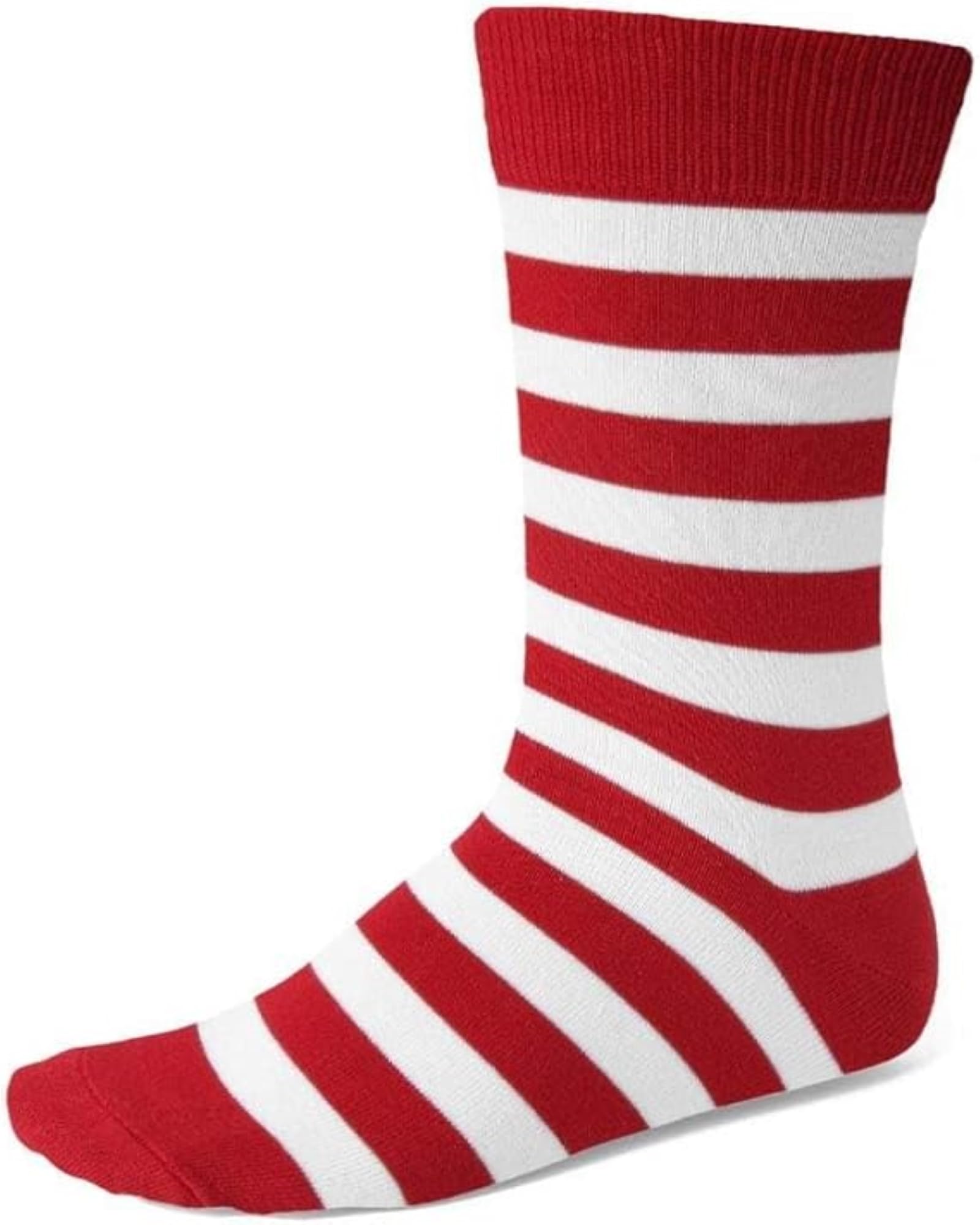 Photo 1 of ** ONLY ONE PAIR** Syhood 2 Pairs Men's Dress Socks Combed Cotton Anti Odor Quick Dry Moisture Wicking Size 8-14 Crew Socks(Candy Cane Red White Stripe)