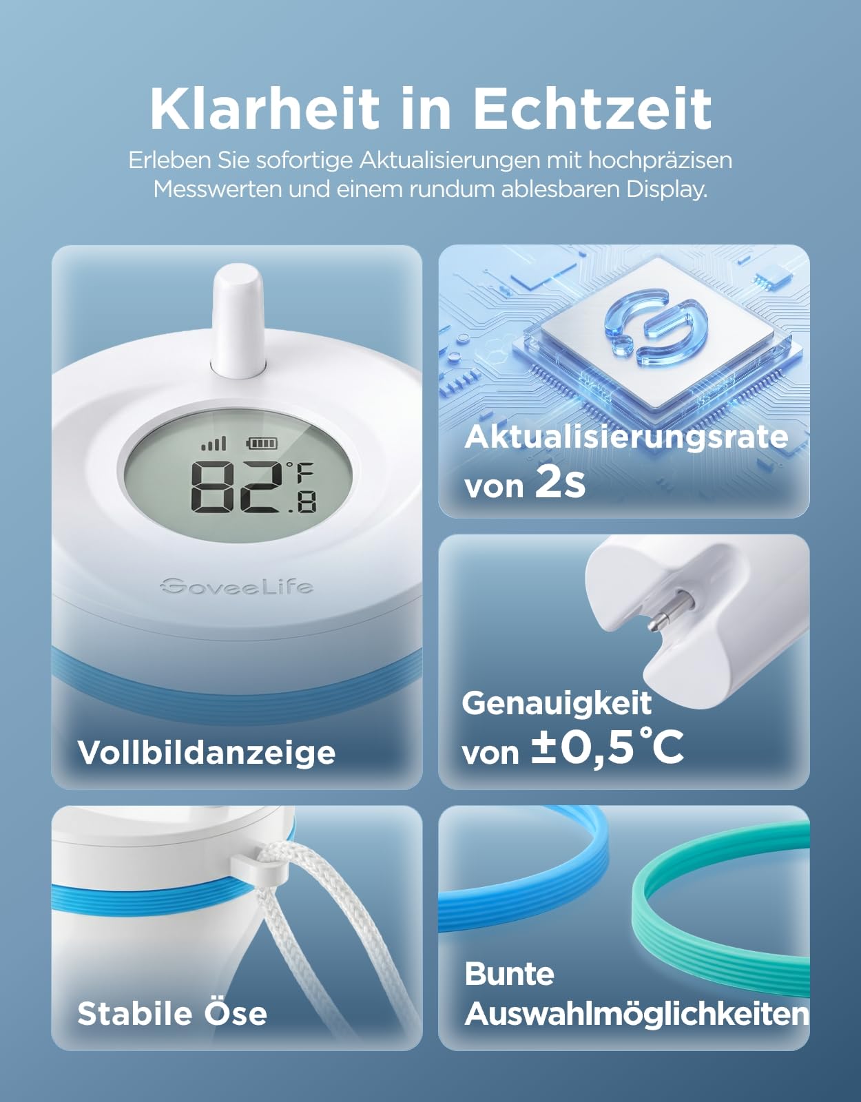 GoveeLife WLAN Pool thermometer P2 mit Gateway, Schwimmend Wasserthermometer Digital Funk, wasserdicht nach IP68, Reichweite von 330M, Benachrichtigungsalarm für Badewanne, Whirlpool, Aquarium und SPA 4