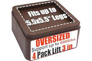 MYMULIKE Bed Risers, Elevation up 3 inch, Heavy Duty Couch Risers 6000lbs, Stackable 3/6 / 9 inch Bed Furniture Risers Fits 5.5X5.5 inch Legs for College, Dorm, Couches, Tables, Desks, Set of 4