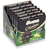 Ulker Butun Antep Fistikli Bitter Cikolata Dark Chocolate with Whole Pistachios Turkish Chocolate Pack of 6