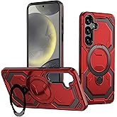 Dionsibei for Samsung Galaxy S25 Case with Kickstand Military Grade Drop Rugged Heavy Duty Protection Shockproof for Galaxy S25 Phone Case (Red)