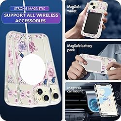 Tcaraersing for iPhone 15 Flower Magnetic Case