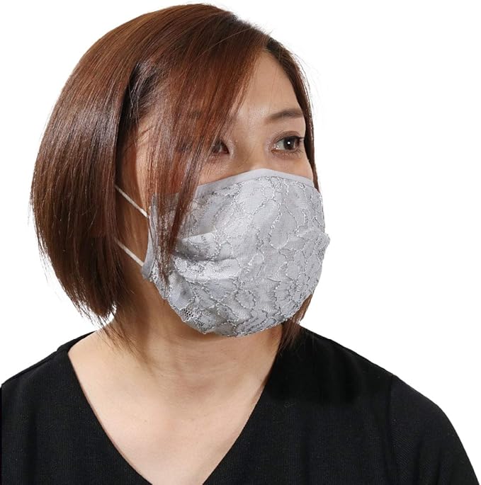 Amazon Co Jp Pane T One パネットワン マスク カバー ドレスアップ 洗える レース おしゃれ 可愛い かわいい 女性 レディース 立体マスク 花粉症 衛生的 不織布マスクに ラッセルレースシルバーグレー 服 ファッション小物