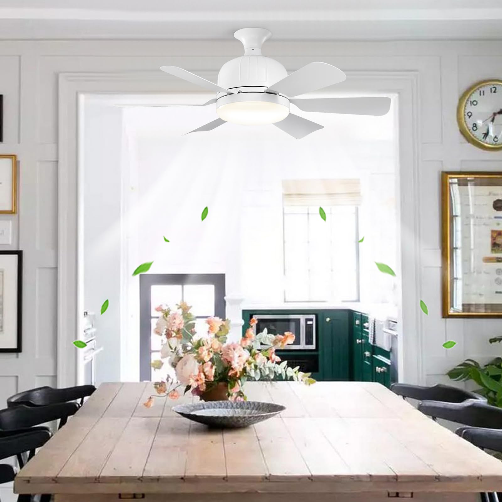 MeoYlaery E27 Ceiling Fan with Light and Remote,LED Ceiling Fans Dimmable,46cm Light Bulb Fan,Ceiling Fans Lamp, 3 Speeds 3 Colors,Ceiling Fan Light for Bedroom.Base Included