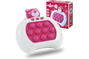 Anpole Quick Push Game Toys Handheld Fast Speed Push Game for Boys Girls 3-14, Pop Fidget Game Sensory Toys for Teens Adults, Push Bubble Light up Puzzle Game for Autistic Children Gifts(Pink Bear)