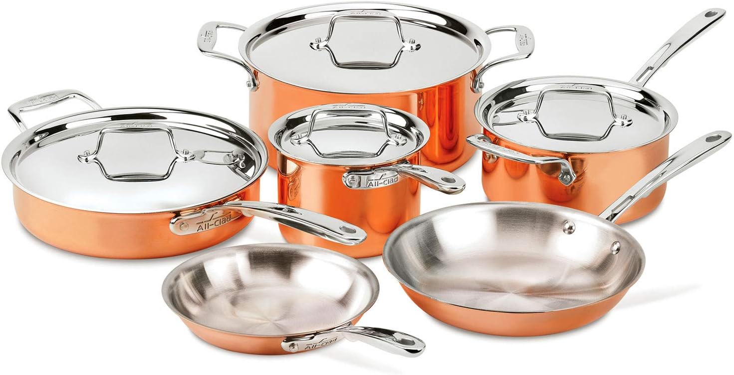 AllClad Copper C4 10 Piece Cookware Set Kitchen & Dining