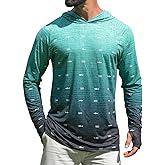iCKER Men's UPF 50+ Sun Protection Hoodie Shirt Rash Guard Long Sleeve Shirt UV Fishing Outdoor Hiking Swimming Running