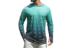 iCKER Men's UPF 50+ Sun Protection Hoodie Shirt Rash Guard Long Sleeve Shirt UV Fishing Outdoor Hiking Swimming Running