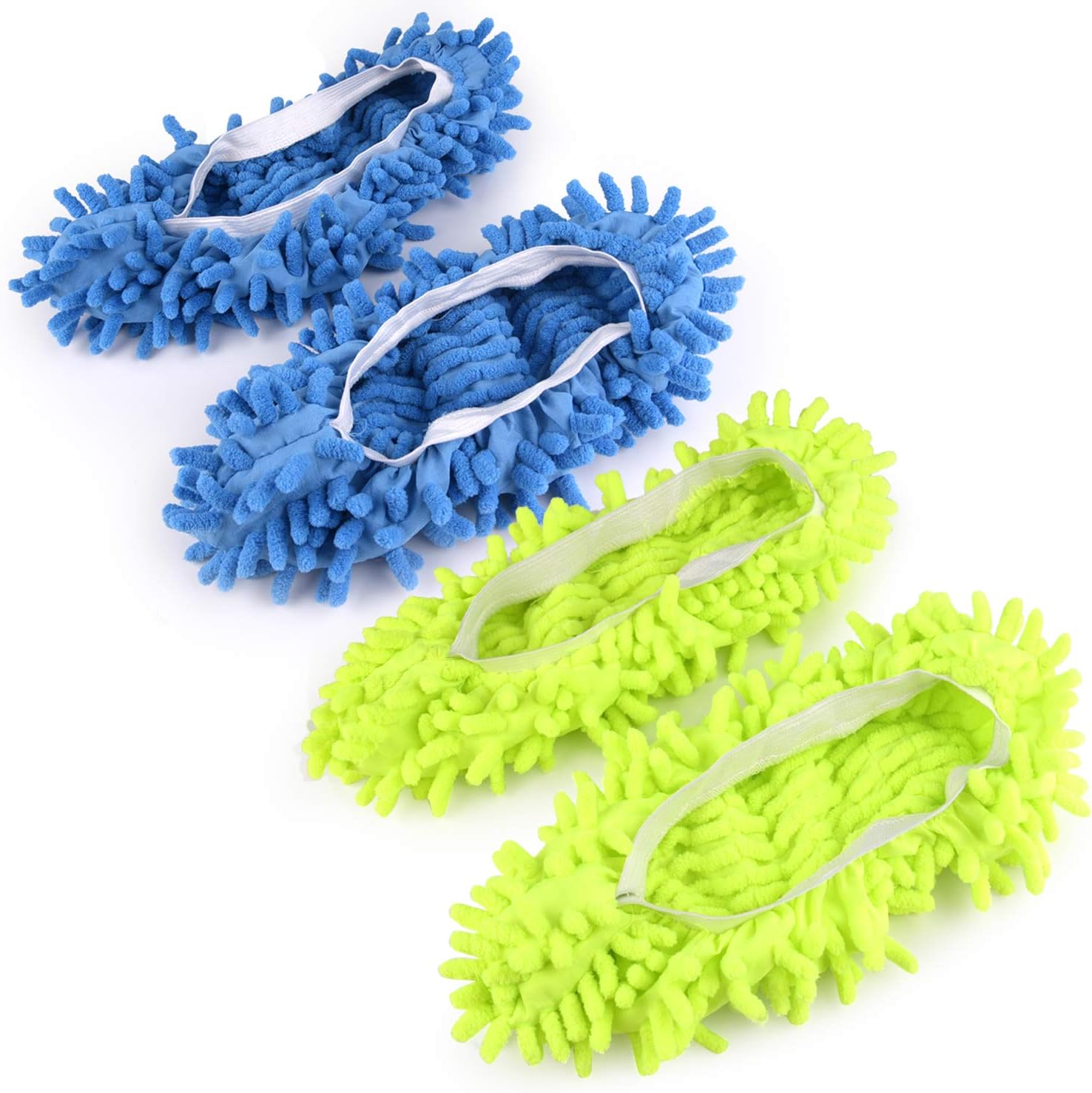 TUPARKA 2 works Mop Slippers Mop Shoe Microfibre Slippers for Cleaning Multi-Function Floor Cleaning Shoe Covers (Green and Blue)