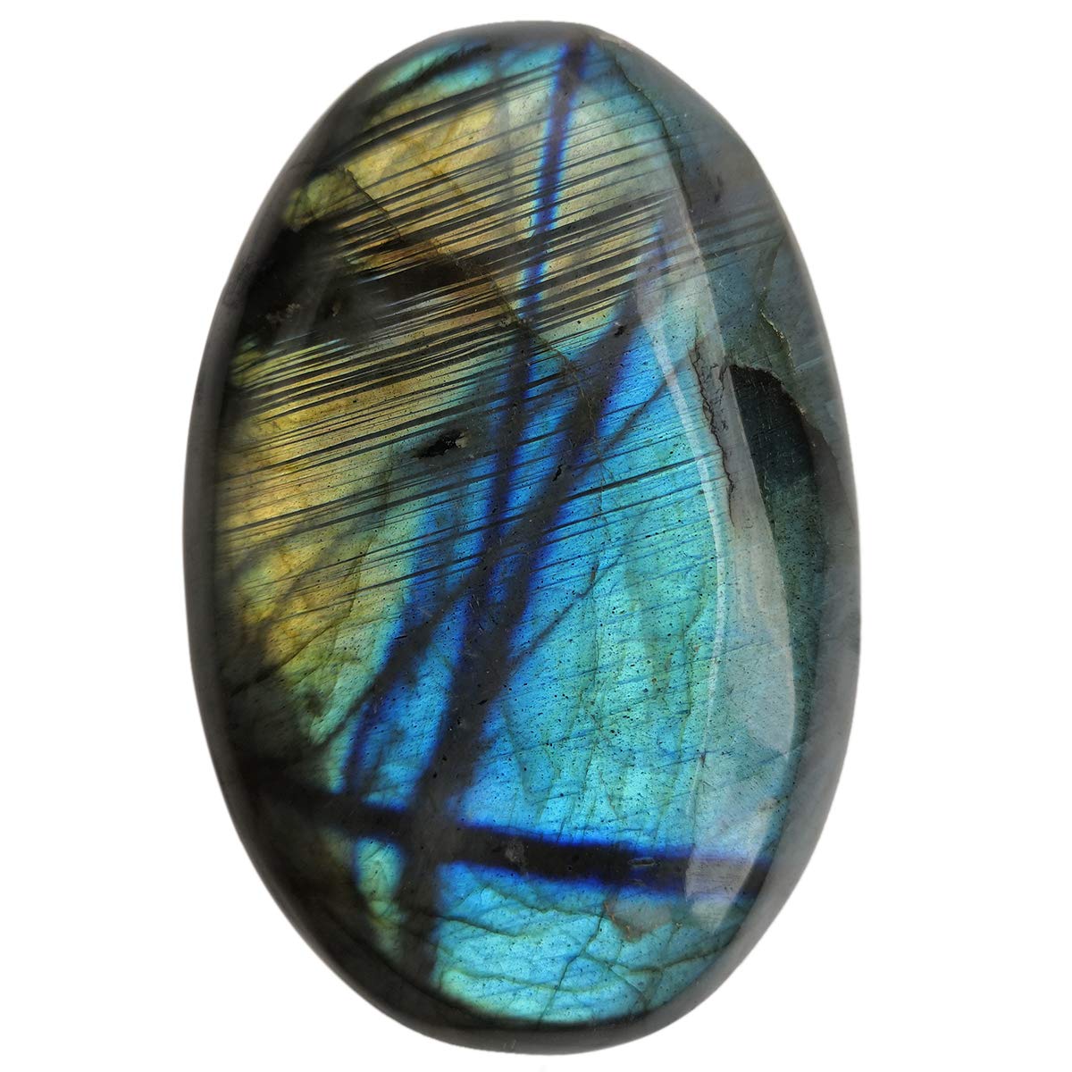 Manekieko Natural Labradorite Irregular Polished Crystal Healing Gemstone, Worry Stone Pebble Chakra Crystals and Healing Stones(101-180g)