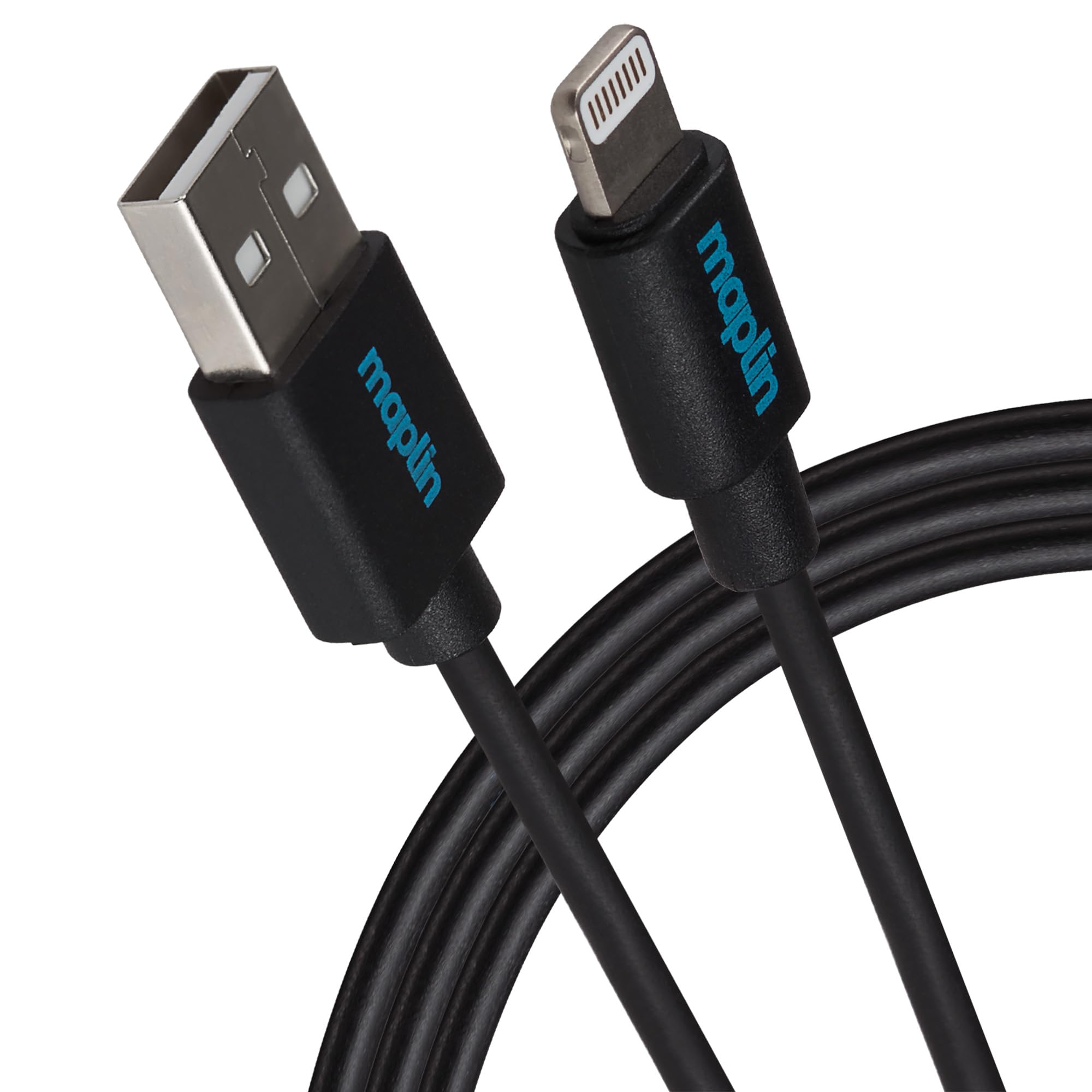 Maplin Premium Lightning to USB-A Cable Black, 0.5m, Apple MFI Certified, for all iPhones 14, 13, 12, 11, SE, iPad Air/Mini (2019), iPad (up to 2021), Airpods (Lightning Case) โ image 1