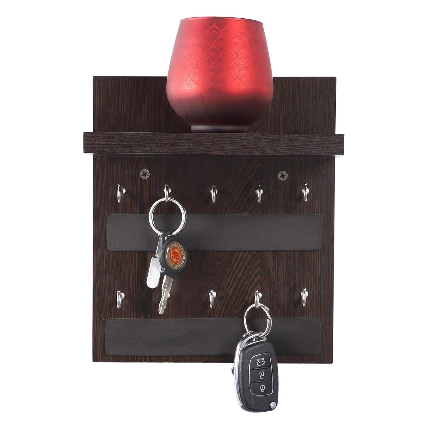 Redwud Brio Stylish Multipurpose Wooden Key Holder with Shelf/Wall