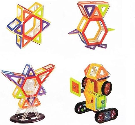 Babytintin DIY 3D Magical Magnetic Toy Set Tiles Block Toy Kit for Childrens Educational Learning and Creativity Puzzle Building Block/Construction Puzzle Toy (132 Pieces)