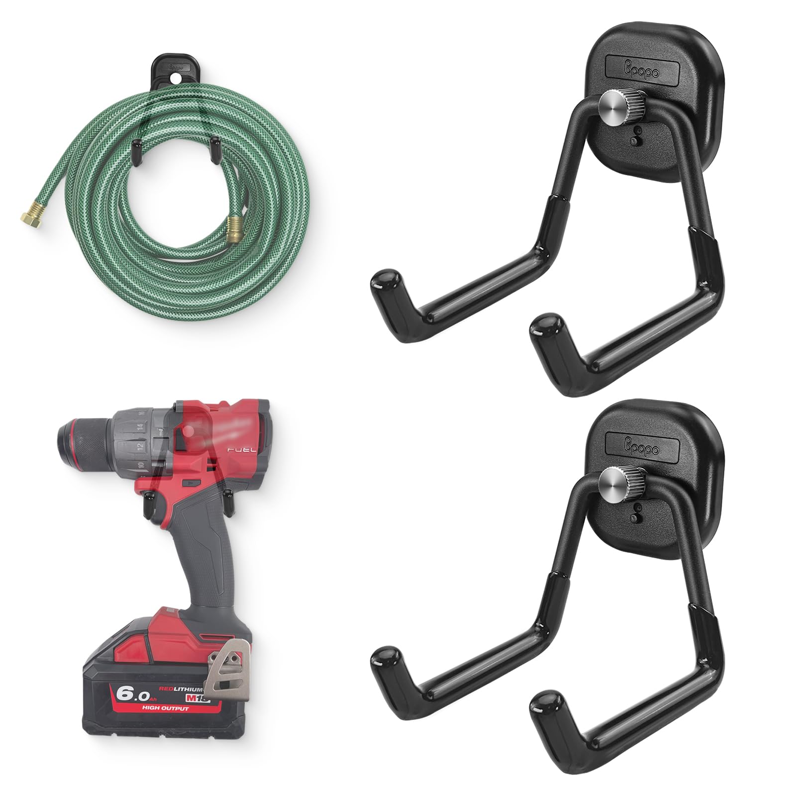 BPOPO 2 Pcs Heavy Duty Double-Prong Magnetic Hooks – Large Garage Magnet Hooks for Hanging, Utility Hooks for Garage, Cruise, RV, and Workshop