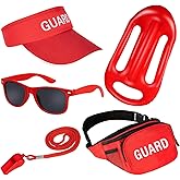 ZIZWO 5 PCS Guard Costume Set Lifeguard Accessories Include Guard Hat Inflatable Float Sunglasses Guard Fanny Pack Whistle with Lanyard for Adult Kids Beach Party Dress Up