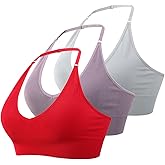MsAnya Women Halter Bra Top Yoga Bralette Crop Tanks Workout Sports Bras V Neck with Adjustable Strap Seamless Padded