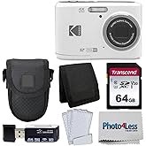 Kodak PIXPRO FZ45 Digital Camera + Black Point & Shoot Camera Case + Transcend 64GB SD Memory Card + Tri-fold Memory Card Wallet + Hi-Speed SD USB Card Reader + More! (White)