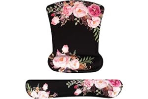 iCasso Keyboard Wrist Rest and Mouse Wrist Rest Pad, Made of Memory Foam, Ergonomic Support, Easy Typing and Relieve Wrist Pain, Perfect for Gaming, Computer, Office, Laptop (E-Flower#1)