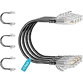 Mnlnbuao Cat6 Slim Patch Cables 0.5 Feet 10-Pack Black, Cat6a Patch Cables 10Gbps 550MHz High-Speed, Cat 6 Ethernet Cable Pure Copper UTP, Flexible &amp; Thin Patch Cable Cat 6 for Network Cabling