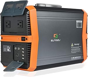 Sungzu 1500W Portable Power Station, 1503Wh/417600mAh Solar Generator Lithium Emergency Battery Backup with 2 AC Outlet, 2 DC, 4 USB for Home and Outdoor RV/Van Camping Emergency Generators