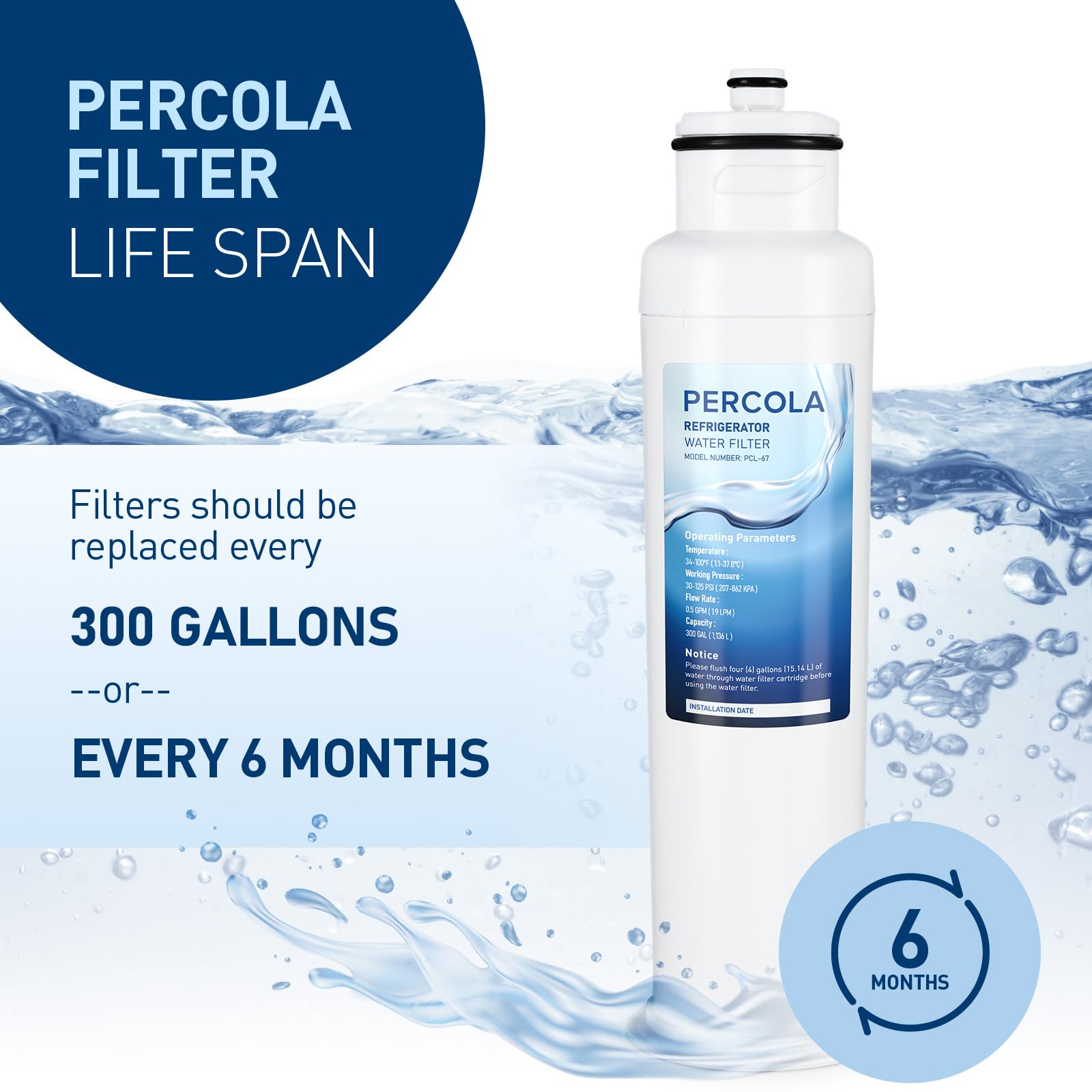 HX2017FR-A/HX2017F-A Water Filter, Compatible with Hisense® HRF266N6CSE1, HRF266N6CSE, HRF209N6CSE, HRF254N6TSE, HRF254N6DSE Twist-In Refrigerator Models (1 Pack)