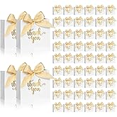 60Pack Small Thank You Gift Bags, 4.5x1.8x3.9 Inches White Mini Gift Bags with Ribbon Wedding Candy Favor Boxes Birthday Party Favor Bags for Baby Shower Anniversary