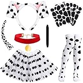 Matiniy 10 Pcs Halloween Dalmatian Costume Dalmatian Skirt Set for Women Girls Party Dress Up