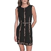 BCBG Womens Sleeveless Jewel Neck Pu Leather A-line Mini Dress