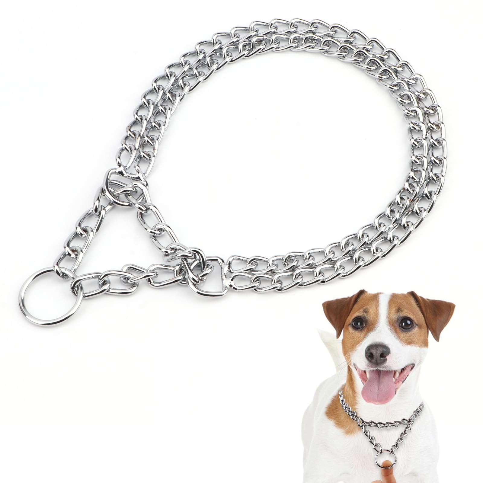 Training Collars Chain Martingale Dog Pet Collar Pinch Metal Slip Choke Stainless Steel Chain Collar for Medium and Large Dogs (L)