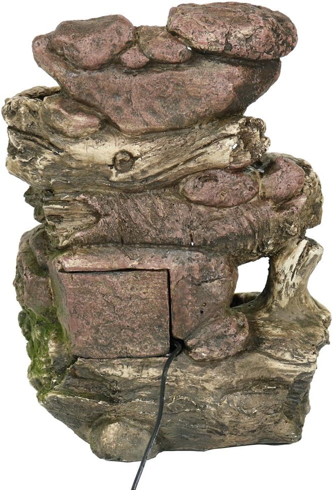 Sunnydaze Tabletop Fountain with LED Lights - 5-Step Rock Falls Indoor Waterfall Feature - Calming and Relaxing Water Sound - Small 14 Inch Desktop Size: Kitchen & Dining